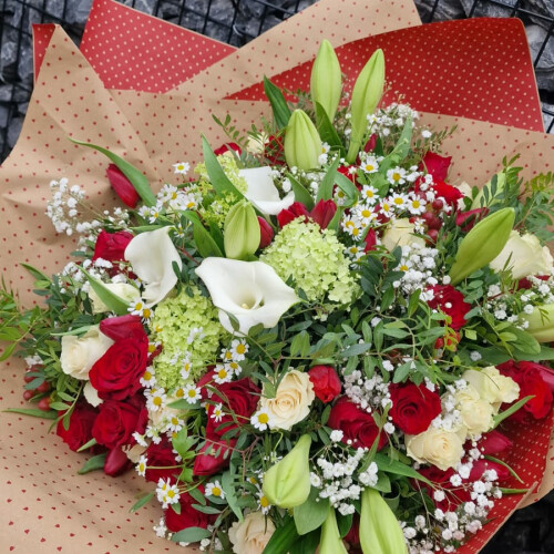 Bouquet au choix du fleuriste ROUGE taille XL