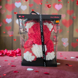 Ours rouge et blanc 40 cm