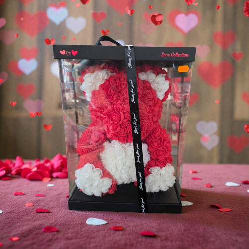 Ours rouge et blanc 40 cm